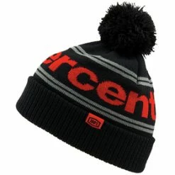 Bonnet Pompom Rise Noir / Rouge 100%